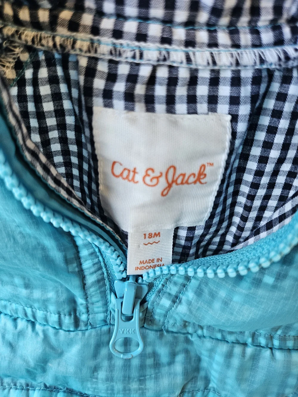 Cat & Jack Turquoise Checkered Windbreaker | 18 Months